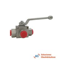 Válvula esférica de 3 vías - R 1/2" gas - 500 bar - A&C Soluciones