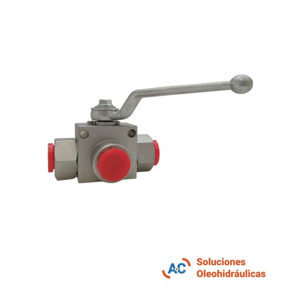 Válvula esférica de 3 vías - R 1/2" gas - 500 bar - A&C Soluciones