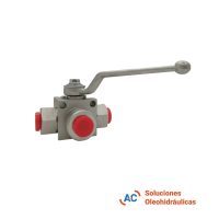 Válvula esférica de 3 vías - R 3/8" gas - 500 bar - A&C Soluciones