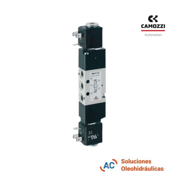 Electroválvula Neumática 5/3 - NC - doble solenoide - R1/8 - Camozzi - A&C Soluciones